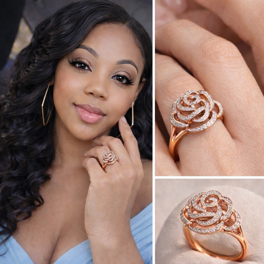 14K 585 Rose Gold Ring Genuine Sparkling Diamond Promise, Engagement, and Anniversary Fine Jewelry