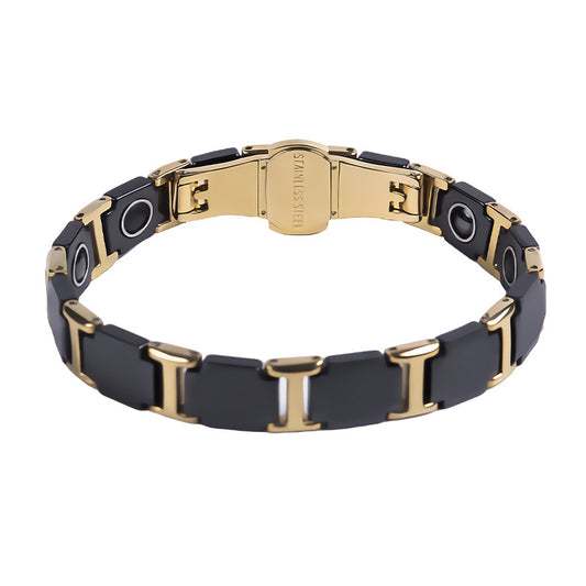 Energetic Magnetic Ceramic Bracelets Germanium Black Steel Therapeutic Health Bio Energy Benefits for Arthritis
