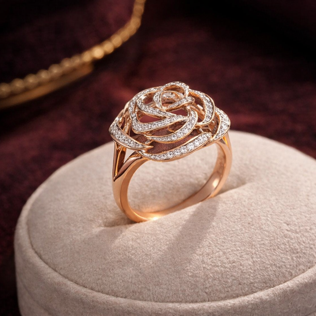 14K 585 Rose Gold Ring Genuine Sparkling Diamond Promise, Engagement, and Anniversary Fine Jewelry