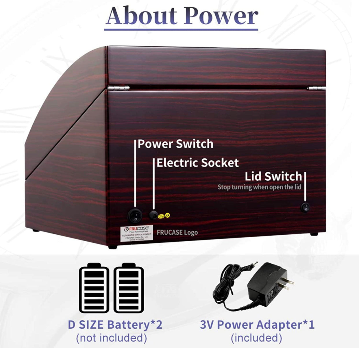 Watch Winder Case FRUCASE Light Up Box for Automatic Watches Wooden Watch Box Watches Storage Collector