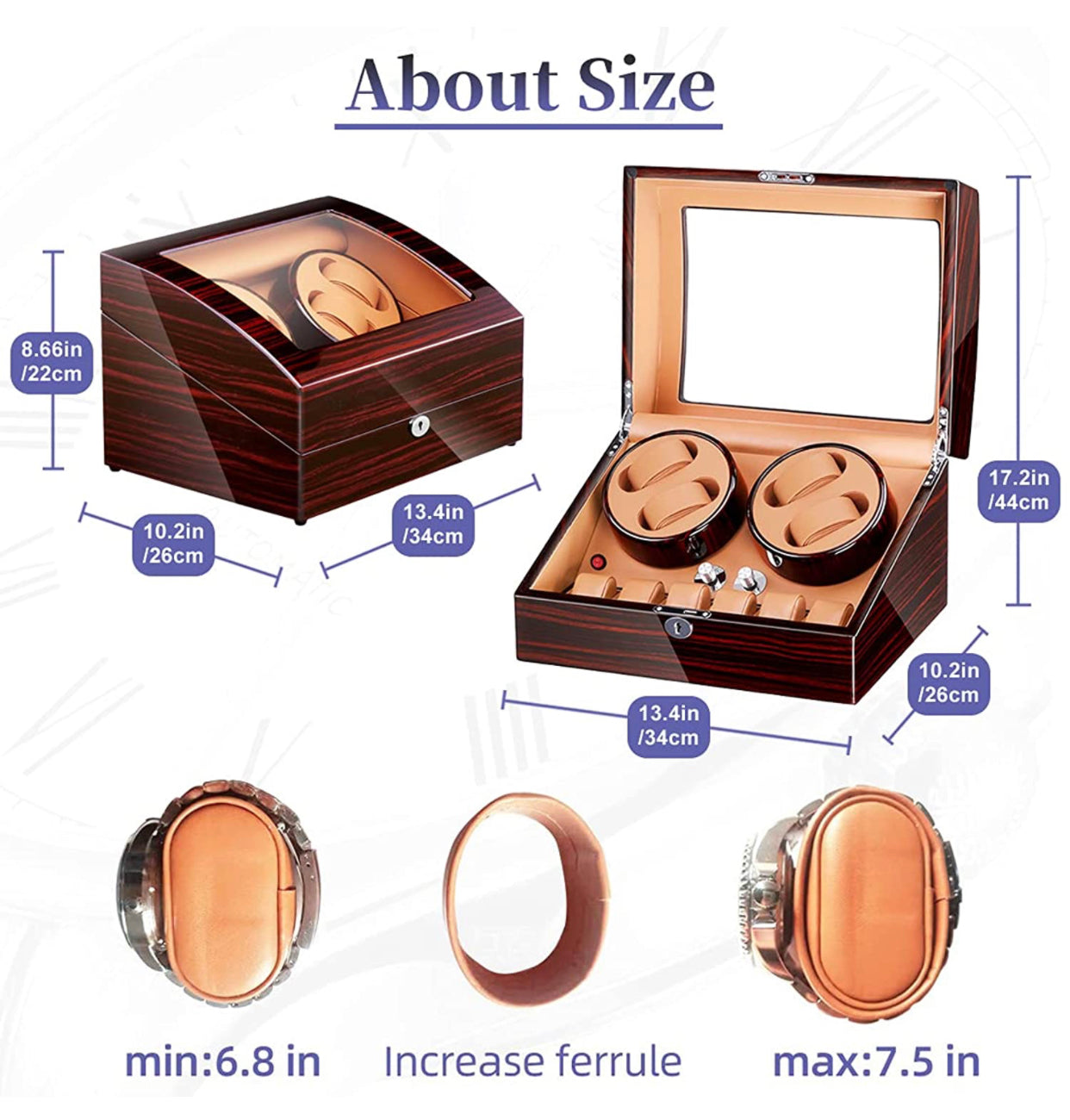 Watch Winder Case FRUCASE Light Up Box for Automatic Watches Wooden Watch Box Watches Storage Collector