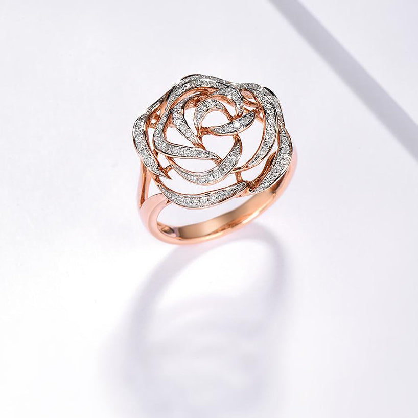 14K 585 Rose Gold Ring Genuine Sparkling Diamond Promise, Engagement, and Anniversary Fine Jewelry