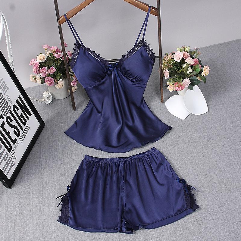 Ladies 2Pc Sexy Lingerie Nightgown with Spaghetti Strap Sleepwear Set