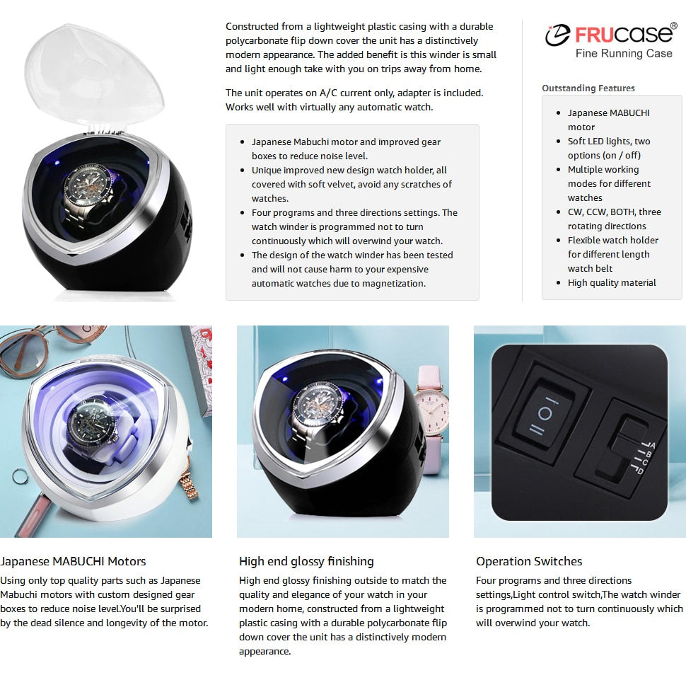FRUCASE Single Watch Winder for Automatic Watches with 5 Modes Multi-Function Rotation