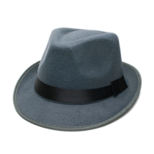 Men's Billycock Fedora Panama Wide Brim Fold Sag Top Bowler/Derby Jazz Hat with Ribbon