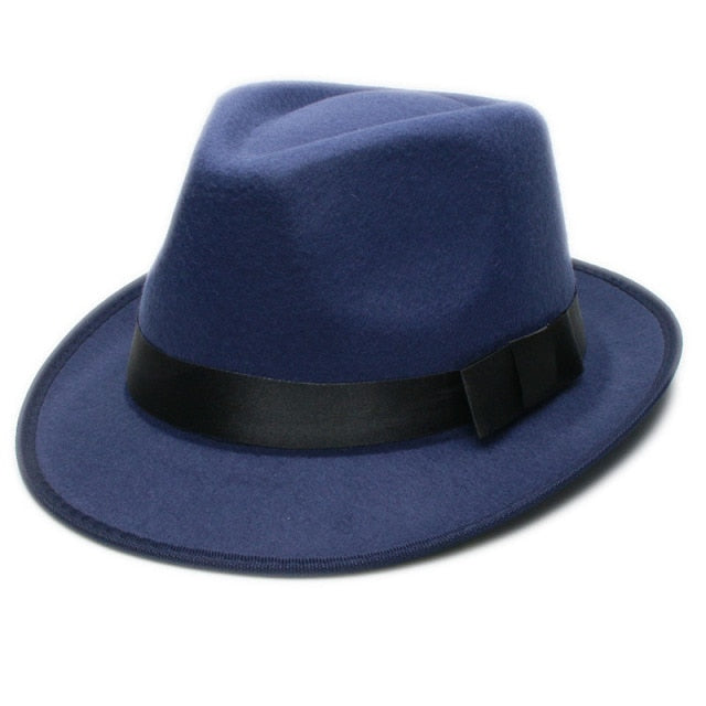Men's Billycock Fedora Panama Wide Brim Fold Sag Top Bowler/Derby Jazz Hat with Ribbon