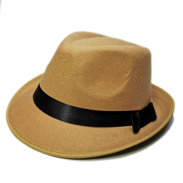 Men's Billycock Fedora Panama Wide Brim Fold Sag Top Bowler/Derby Jazz Hat with Ribbon