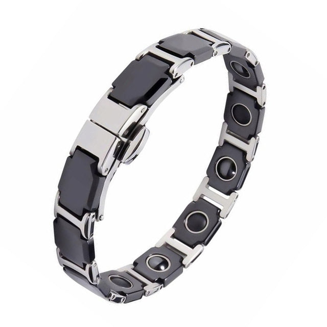 Energetic Magnetic Ceramic Bracelets Germanium Black Steel Therapeutic Health Bio Energy Benefits for Arthritis